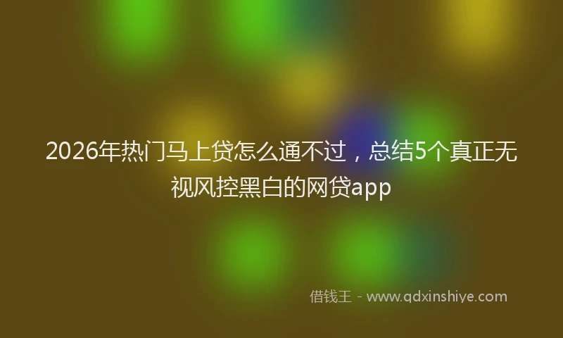 2026年热门马上贷怎么通不过，总结5个真正无视风控黑白的网贷app