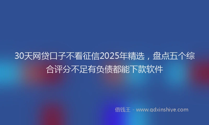 30天网贷口子不看征信2025年精选，盘点五个综合评分不足有负债都能下款软件