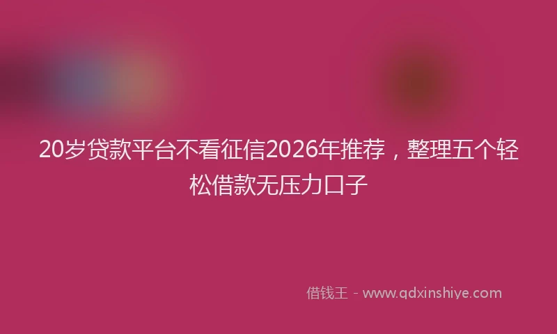 20岁贷款平台不看征信2026年推荐，整理五个轻松借款无压力口子