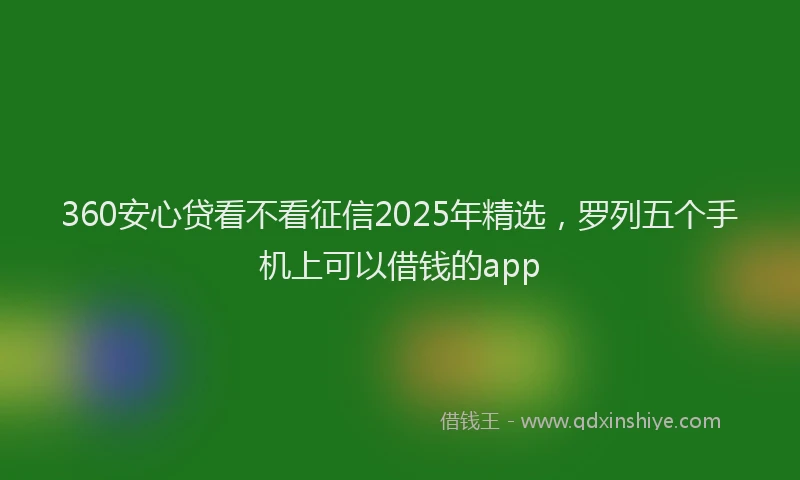 360安心贷看不看征信2025年精选，罗列五个手机上可以借钱的app