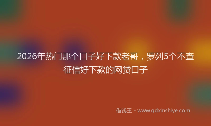 2026年热门那个口子好下款老哥，罗列5个不查征信好下款的网贷口子