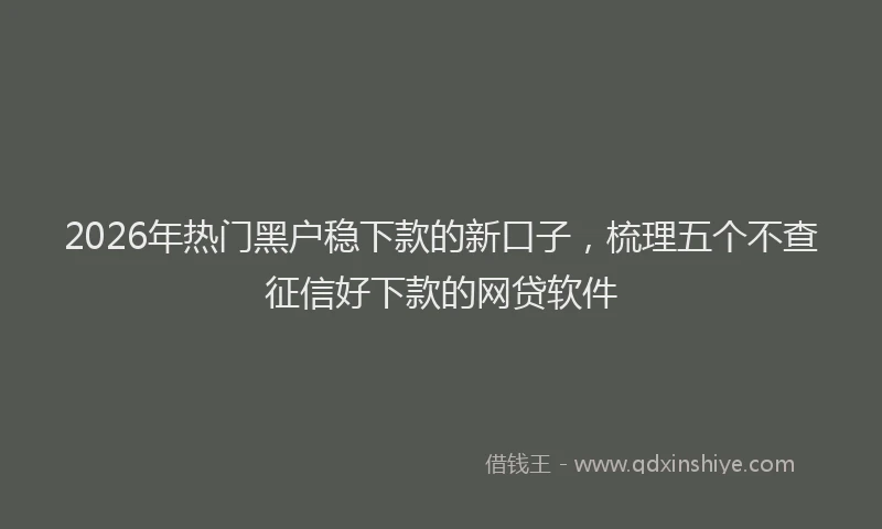2026年热门黑户稳下款的新口子，梳理五个不查征信好下款的网贷软件