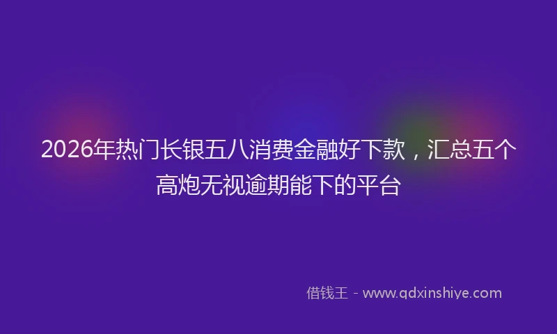 2026年热门长银五八消费金融好下款，汇总五个高炮无视逾期能下的平台