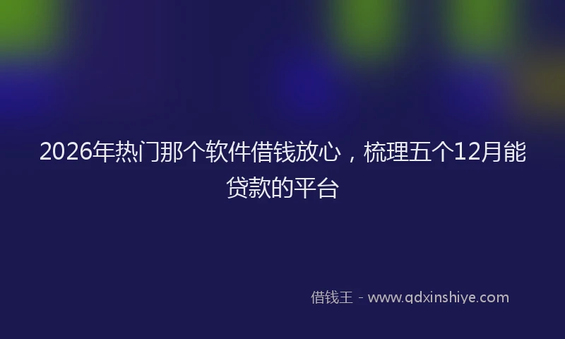 2026年热门那个软件借钱放心，梳理五个12月能贷款的平台