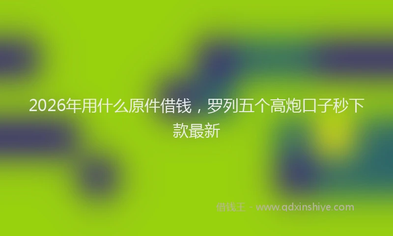 2026年用什么原件借钱，罗列五个高炮口子秒下款最新