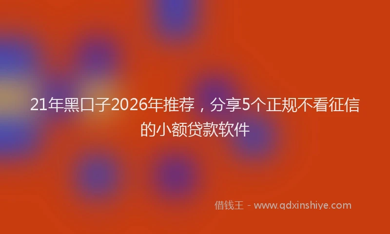 21年黑口子2026年推荐，分享5个正规不看征信的小额贷款软件