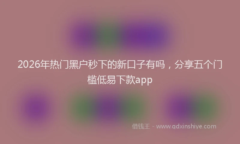 2026年热门黑户秒下的新口子有吗，分享五个门槛低易下款app