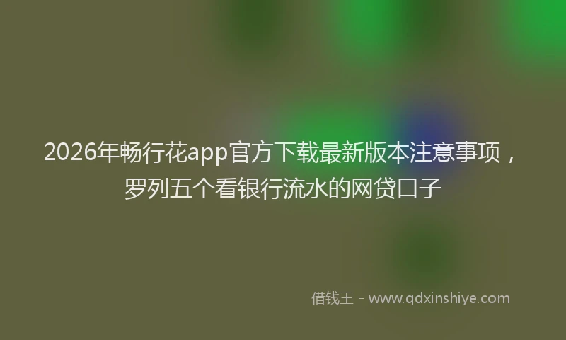 2026年畅行花app官方下载最新版本注意事项，罗列五个看银行流水的网贷口子