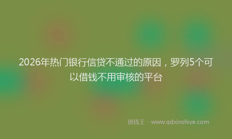 2026年热门银行信贷不通过的原因，罗列5个可以借钱不用审核的平台