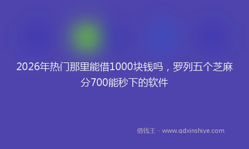 2026年热门那里能借1000块钱吗,罗列五个芝麻分700能秒下的软件