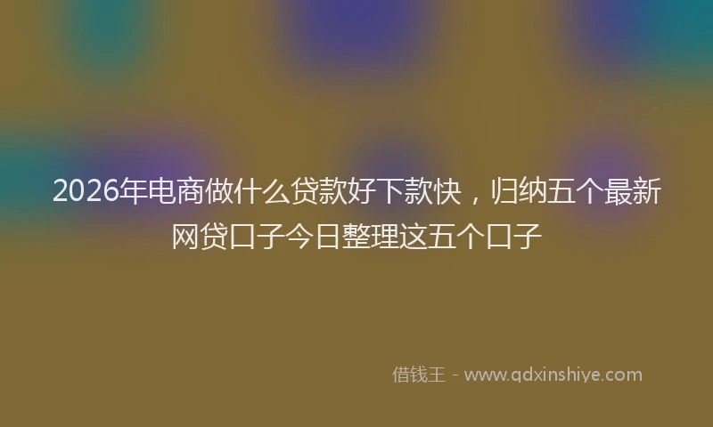 2026年电商做什么贷款好下款快，归纳五个最新网贷口子今日整理这五个口子