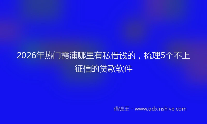 2026年热门霞浦哪里有私借钱的，梳理5个不上征信的贷款软件