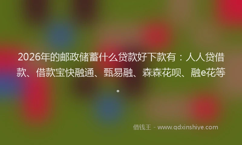 2026年的邮政储蓄什么贷款好下款有:人人贷借款、借款宝快融通、甄易融、森森花呗、融e花等。