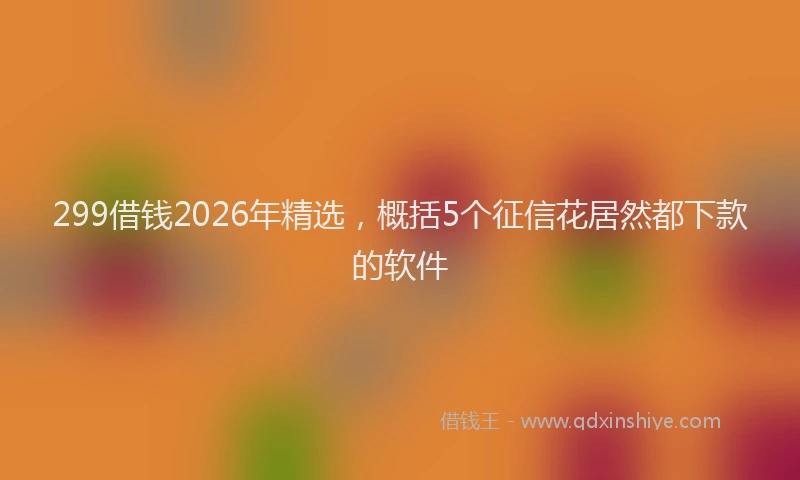 299借钱2026年精选，概括5个征信花居然都下款的软件