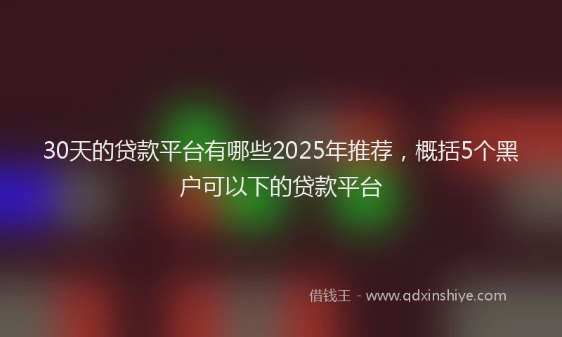 30天的贷款平台有哪些2025年推荐，概括5个黑户可以下的贷款平台