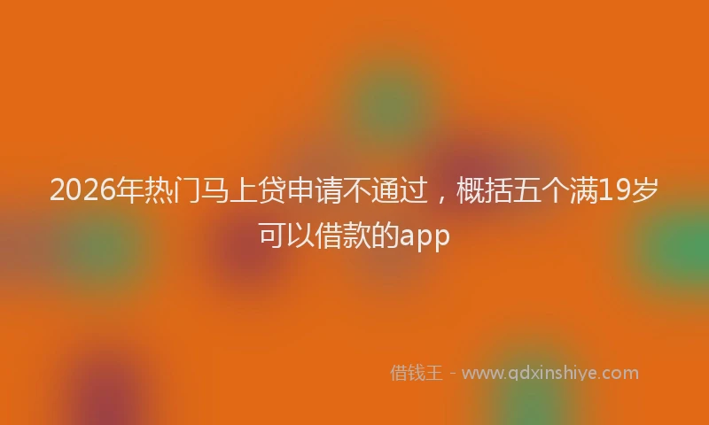 2026年热门马上贷申请不通过，概括五个满19岁可以借款的app