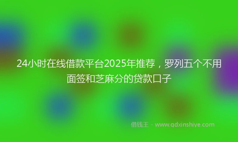 24小时在线借款平台2025年推荐，罗列五个不用面签和芝麻分的贷款口子