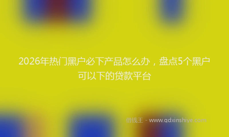 2026年热门黑户必下产品怎么办，盘点5个黑户可以下的贷款平台