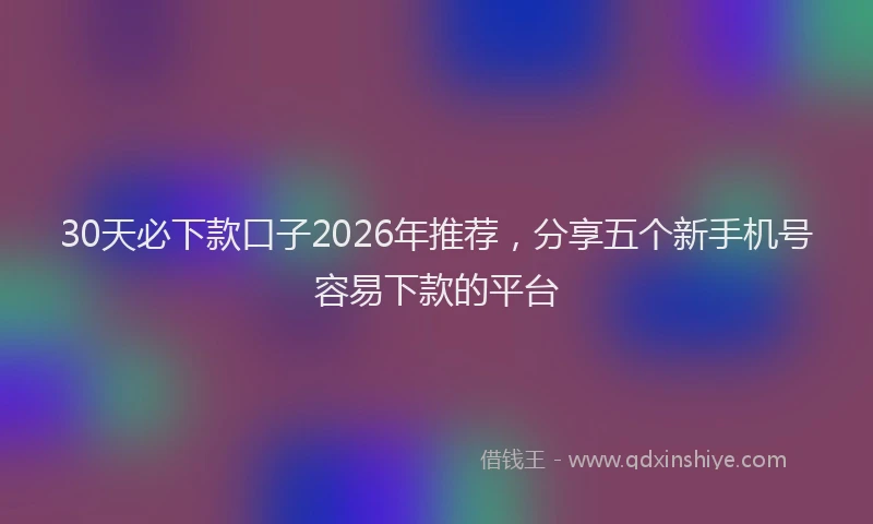 30天必下款口子2026年推荐，分享五个新手机号容易下款的平台