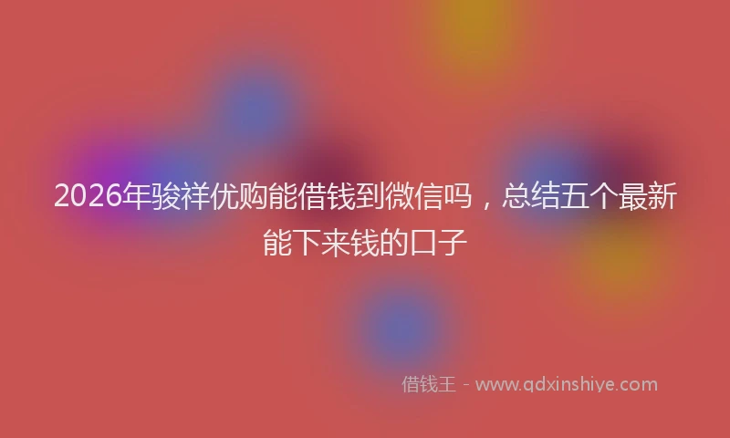 2026年骏祥优购能借钱到微信吗，总结五个最新能下来钱的口子