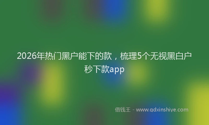 2026年热门黑户能下的款，梳理5个无视黑白户秒下款app