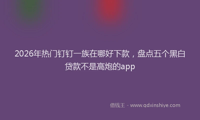 2026年热门钉钉一族在哪好下款,盘点五个黑白贷款不是高炮的app