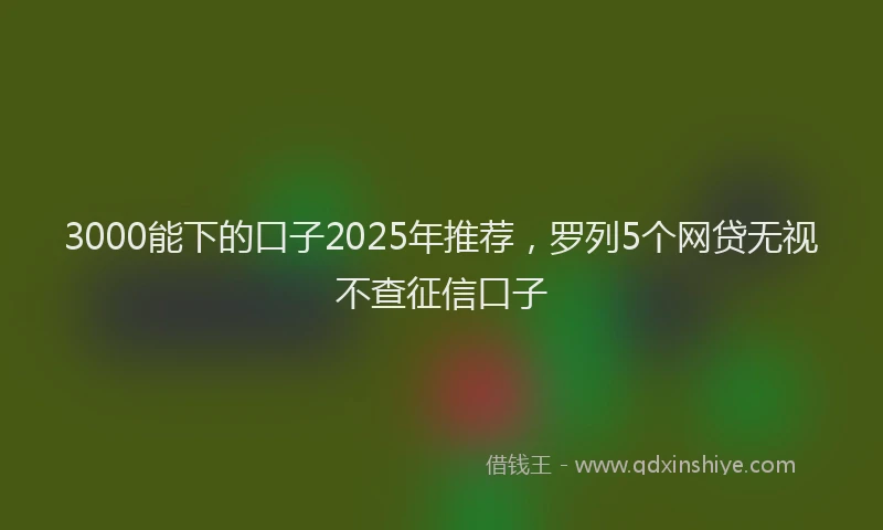 3000能下的口子2025年推荐，罗列5个网贷无视不查征信口子