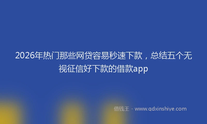 2026年热门那些网贷容易秒速下款，总结五个无视征信好下款的借款app