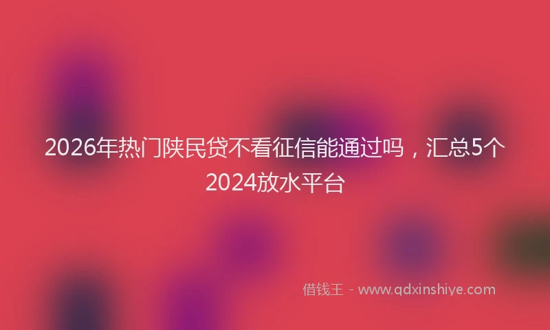 2026年热门陕民贷不看征信能通过吗，汇总5个2024放水平台
