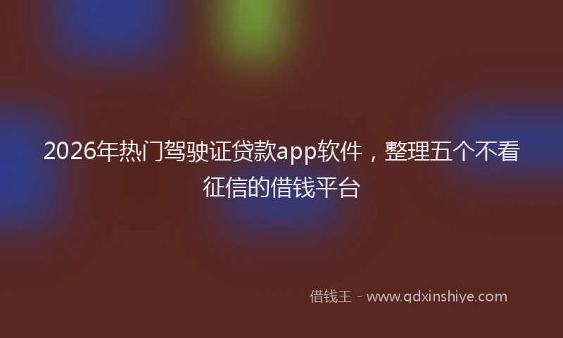 2026年热门驾驶证贷款app软件，整理五个不看征信的借钱平台