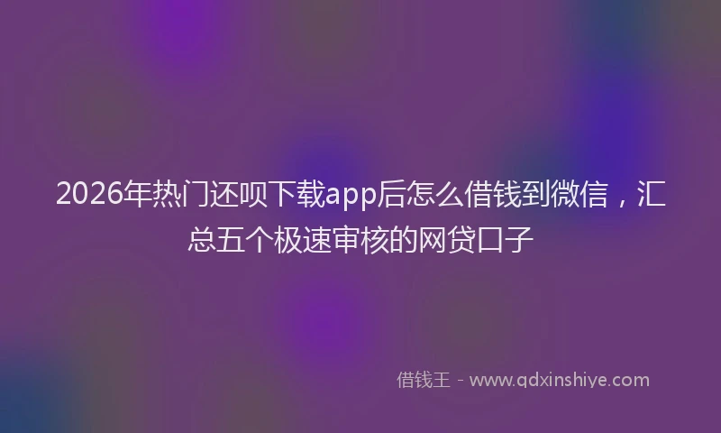 2026年热门还呗下载app后怎么借钱到微信，汇总五个极速审核的网贷口子