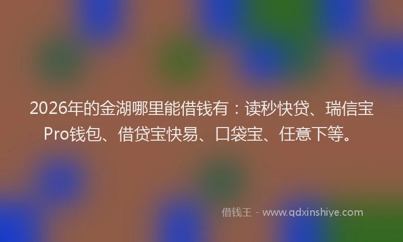 2026年的金湖哪里能借钱有：读秒快贷、瑞信宝Pro钱包、借贷宝快易、口袋宝、任意下等。