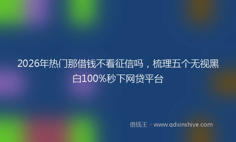 2026年热门那借钱不看征信吗,梳理五个无视黑白100%秒下网贷平台