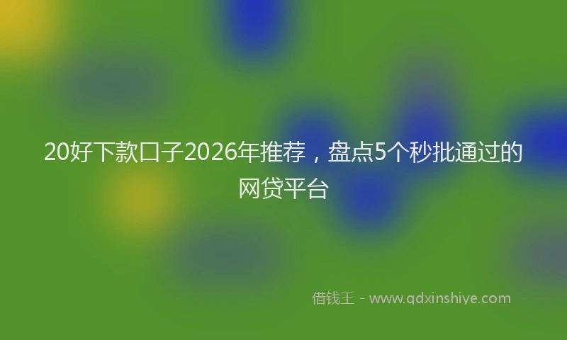 20好下款口子2026年推荐,盘点5个秒批通过的网贷平台