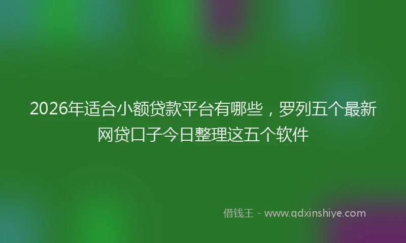 2026年适合小额贷款平台有哪些,罗列五个最新网贷口子今日整理这五个软件