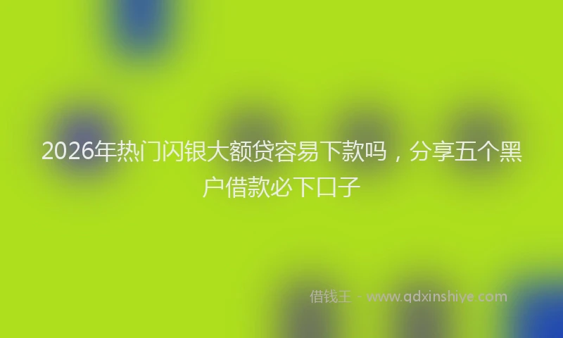 2026年热门闪银大额贷容易下款吗，分享五个黑户借款必下口子