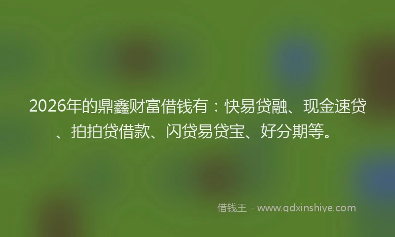 2026年的鼎鑫财富借钱有：快易贷融、现金速贷、拍拍贷借款、闪贷易贷宝、好分期等。