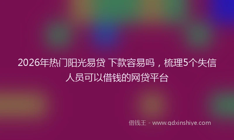 2026年热门阳光易贷 下款容易吗，梳理5个失信人员可以借钱的网贷平台