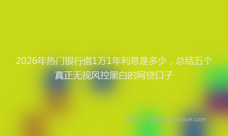 2026年热门银行借1万1年利息是多少，总结五个真正无视风控黑白的网贷口子
