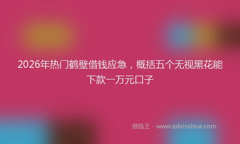 2026年热门鹤壁借钱应急，概括五个无视黑花能下款一万元口子