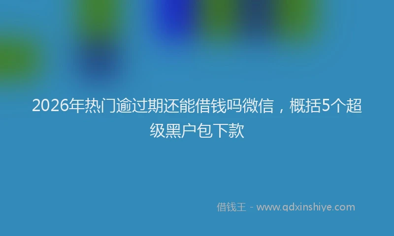 2026年热门逾过期还能借钱吗微信,概括5个超级黑户包下款