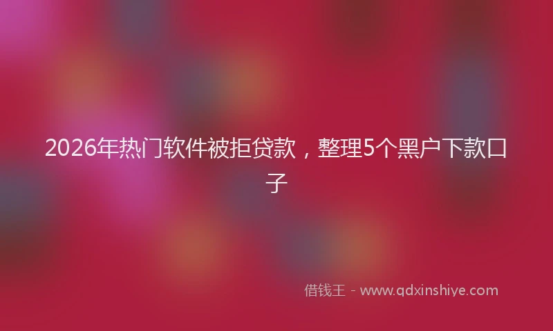 2026年热门软件被拒贷款，整理5个黑户下款口子
