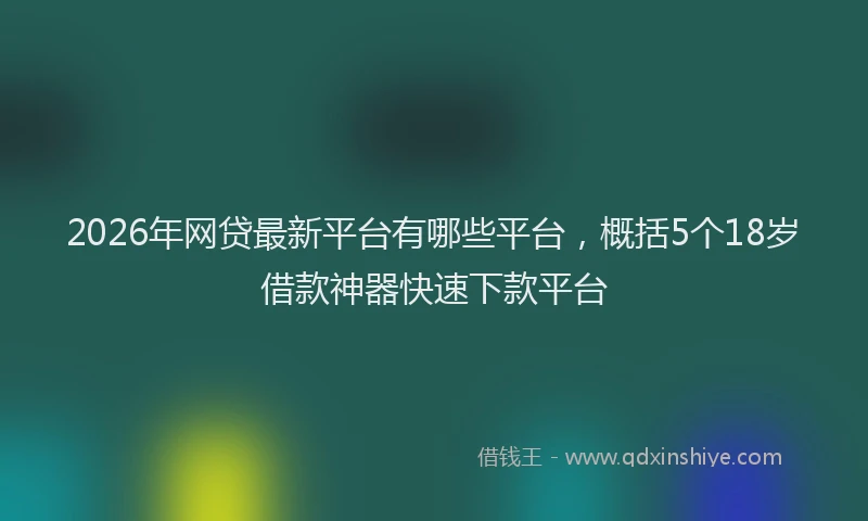 2026年网贷最新平台有哪些平台,概括5个18岁借款神器快速下款平台