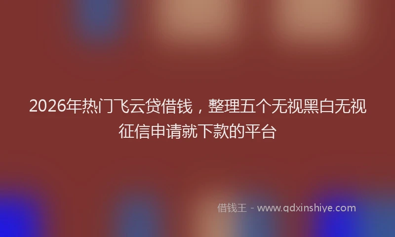 2026年热门飞云贷借钱，整理五个无视黑白无视征信申请就下款的平台