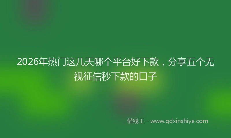 2026年热门这几天哪个平台好下款，分享五个无视征信秒下款的口子