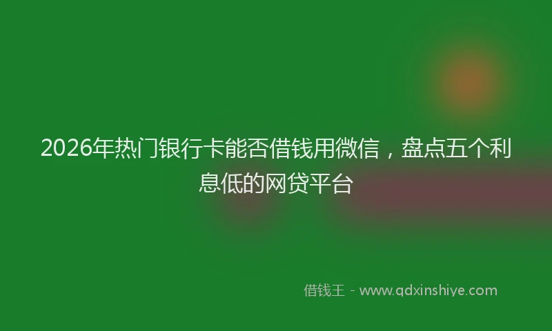 2026年热门银行卡能否借钱用微信，盘点五个利息低的网贷平台