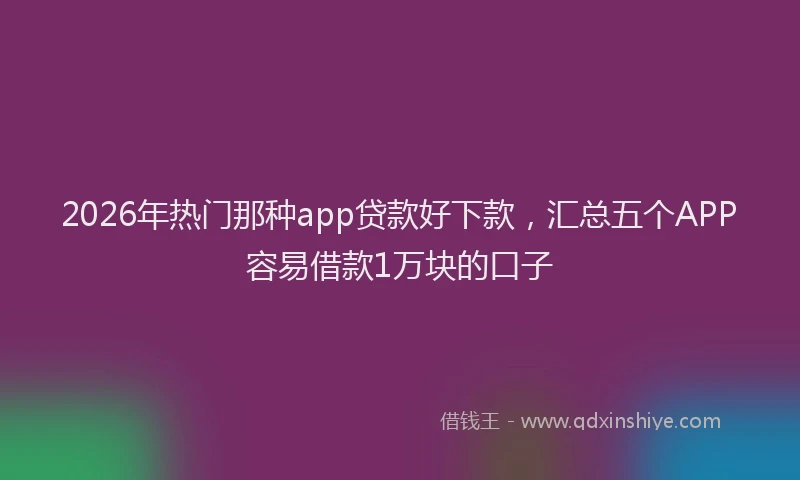 2026年热门那种app贷款好下款，汇总五个APP容易借款1万块的口子