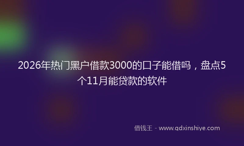 2026年热门黑户借款3000的口子能借吗，盘点5个11月能贷款的软件