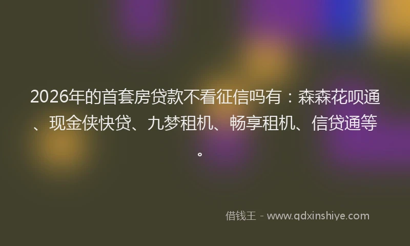 2026年的首套房贷款不看征信吗有：森森花呗通、现金侠快贷、九梦租机、畅享租机、信贷通等。