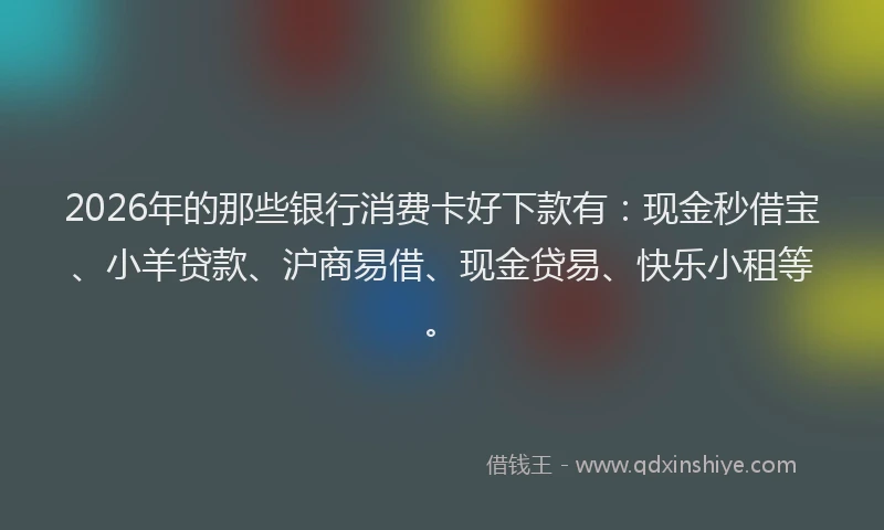 2026年的那些银行消费卡好下款有：现金秒借宝、小羊贷款、沪商易借、现金贷易、快乐小租等。